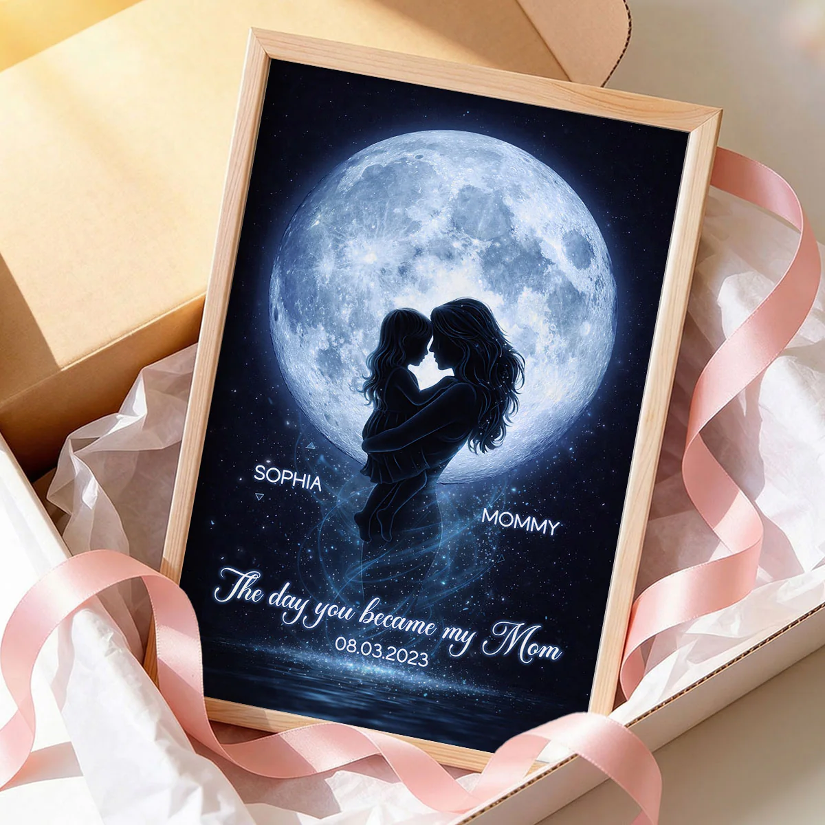The Day You Became My Mom Moon Phase - Personalized Poster - Heartfelt Gift For Mom - Image 4