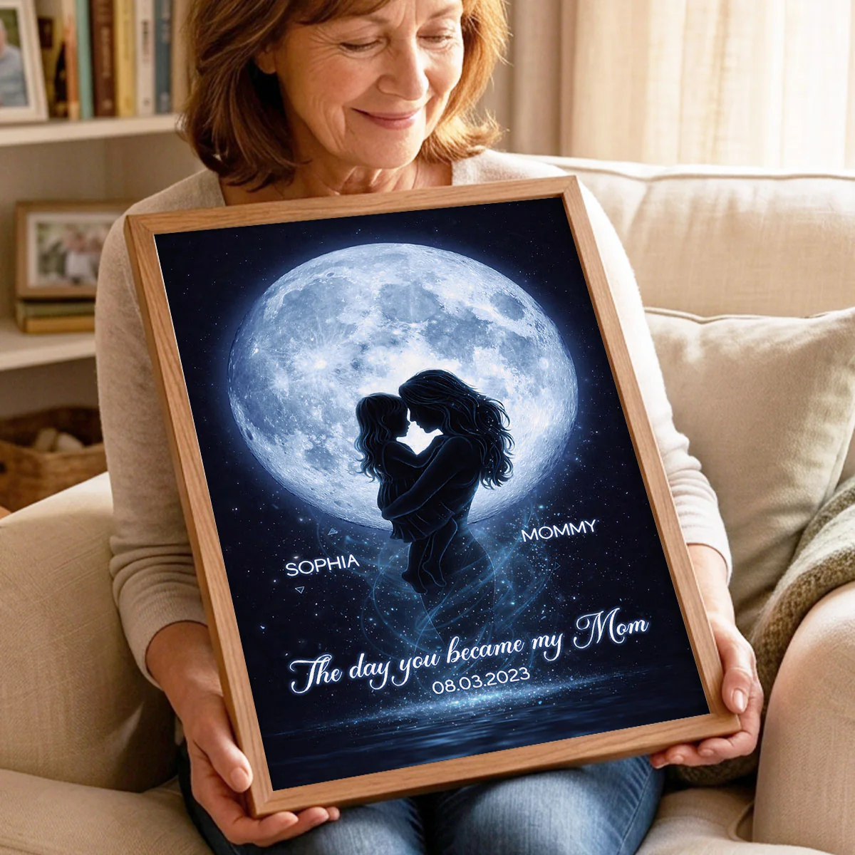 The Day You Became My Mom Moon Phase - Personalized Poster - Heartfelt Gift For Mom - Image 5