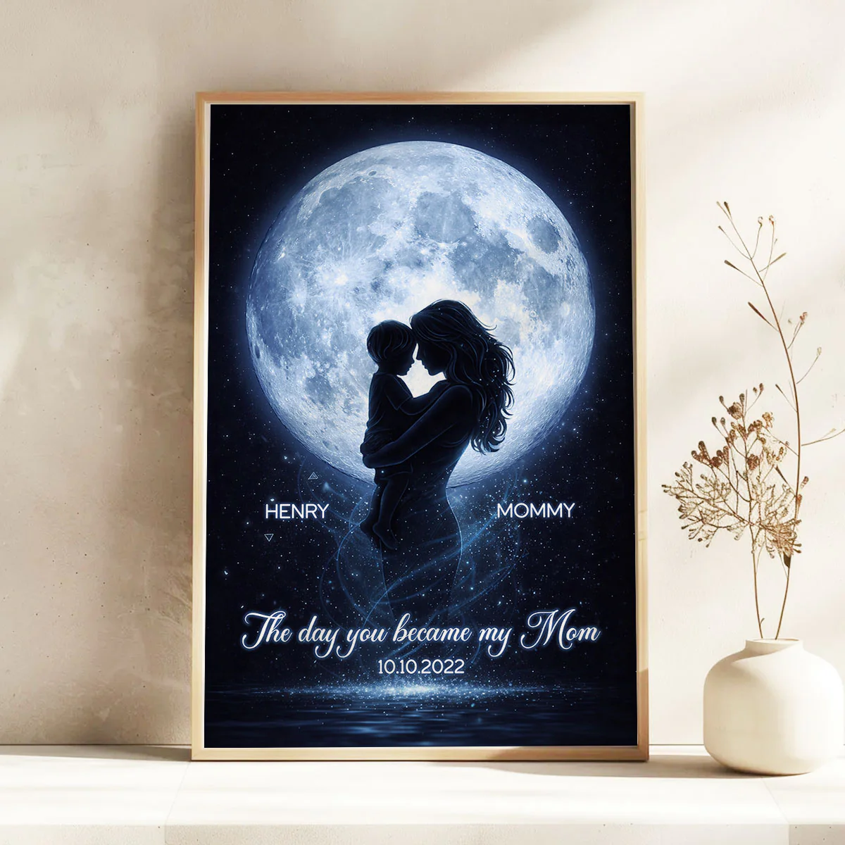 The Day You Became My Mom Moon Phase - Personalized Poster - Heartfelt Gift For Mom - Image 6