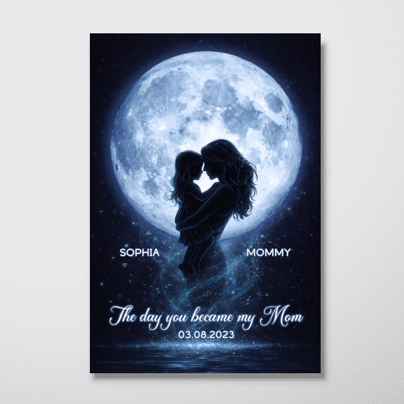 The Day You Became My Mom Moon Phase - Personalized Poster - Heartfelt Gift For Mom - Image 9