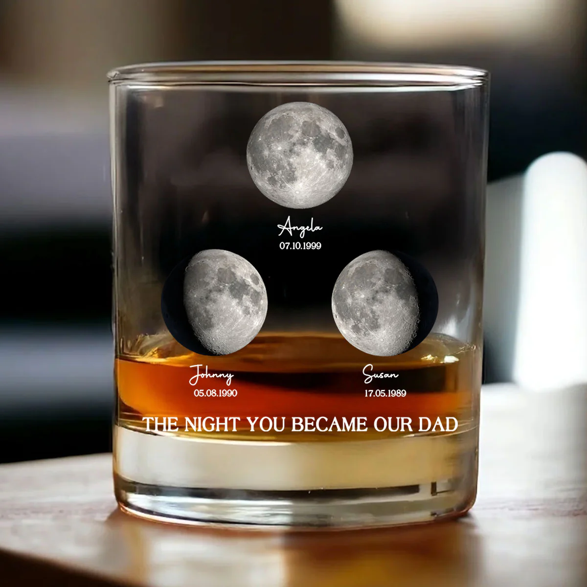 The Day You Became Our Dad, Custom Birth Moon Phase by Date Personalized Wine Glass, Father's Day Gift for Dad, Gift for Husband - Image 4