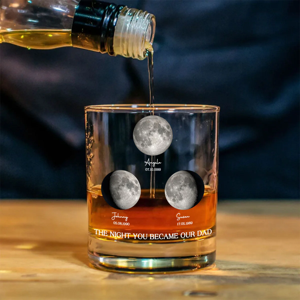 The Day You Became Our Dad, Custom Birth Moon Phase by Date Personalized Wine Glass, Father's Day Gift for Dad, Gift for Husband - Image 5