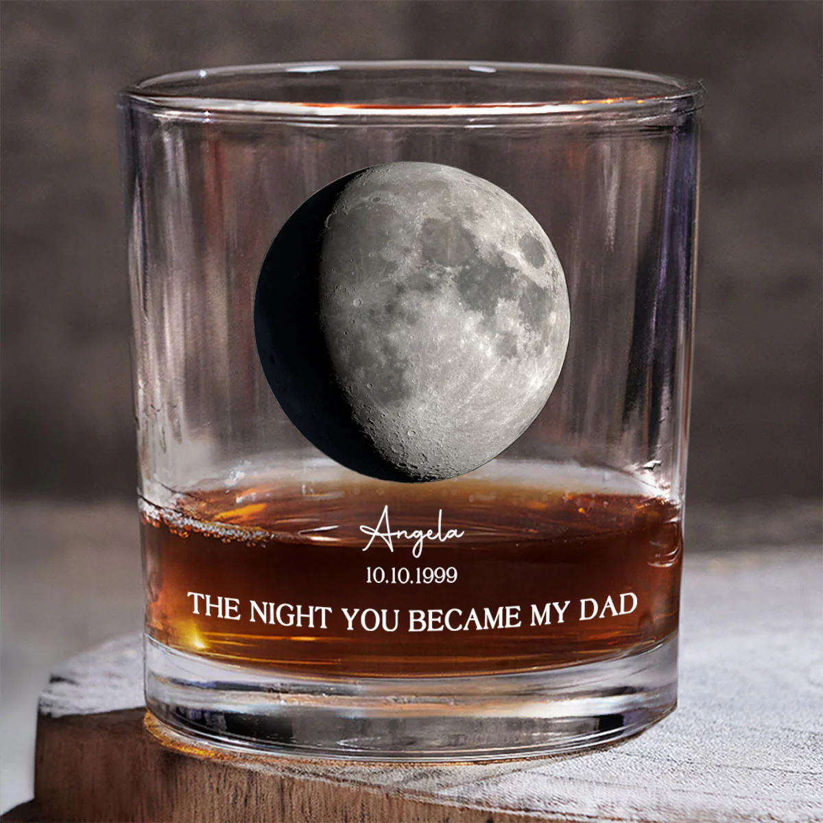 The Day You Became Our Dad, Custom Birth Moon Phase by Date Personalized Wine Glass, Father's Day Gift for Dad, Gift for Husband - Image 6