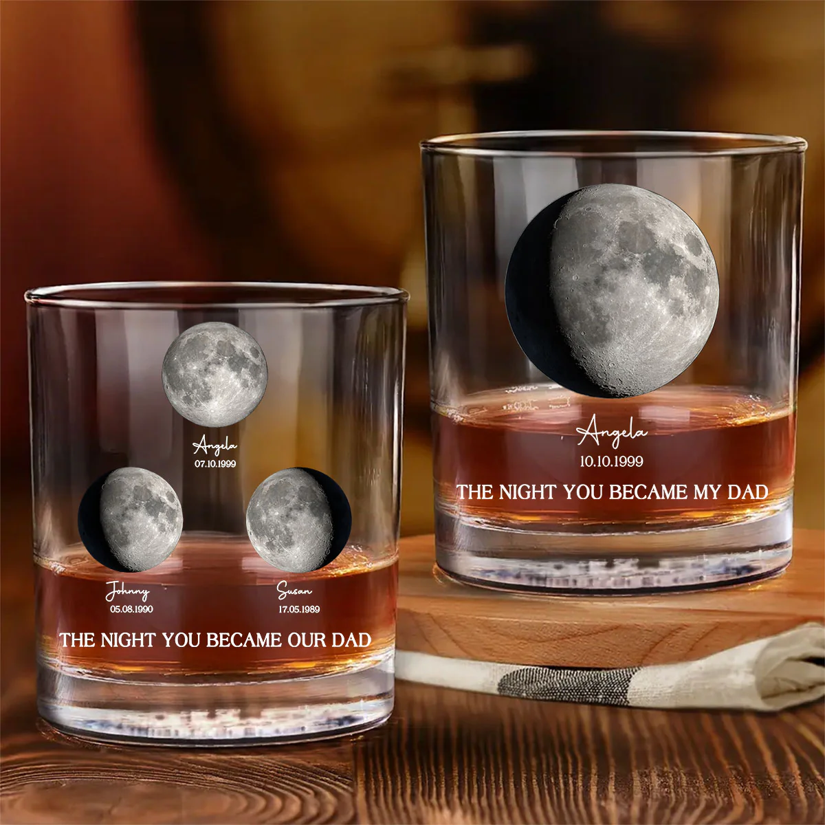 The Day You Became Our Dad, Custom Birth Moon Phase by Date Personalized Wine Glass, Father's Day Gift for Dad, Gift for Husband - Image 7