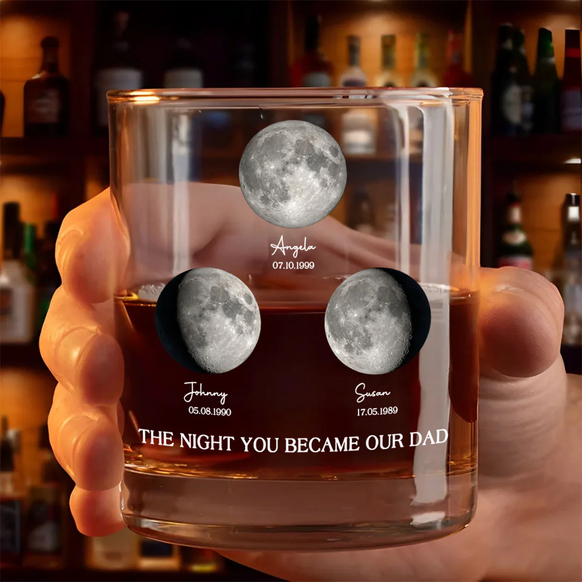 The Day You Became Our Dad, Custom Birth Moon Phase by Date Personalized Wine Glass, Father's Day Gift for Dad, Gift for Husband - Image 8
