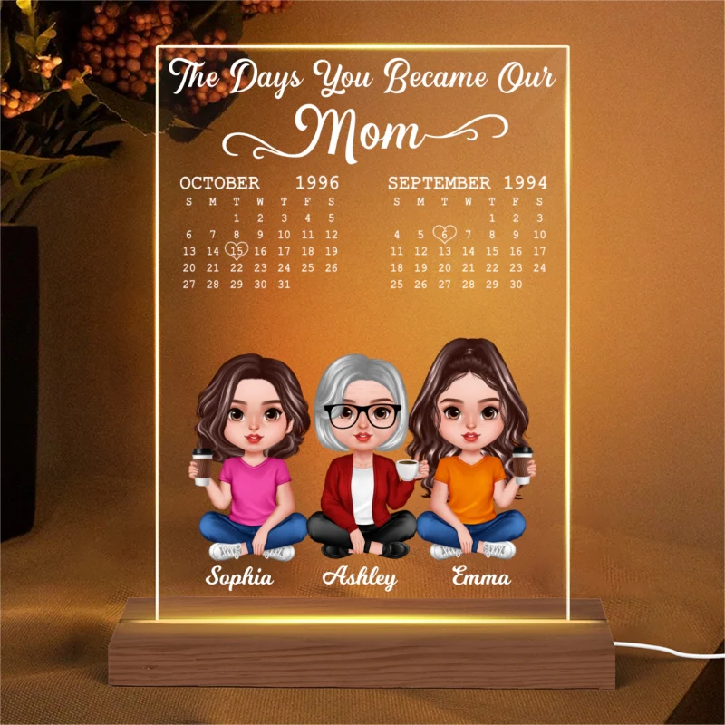 The Day You Became Our Mom Personalized Acrylic LED Night Light - Image 4