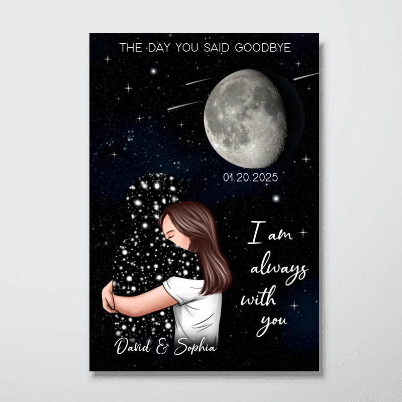 The Day You Said Goodbye Woman With Lost Loved One Memorial Moon Phase Personalized Poster - Image 10