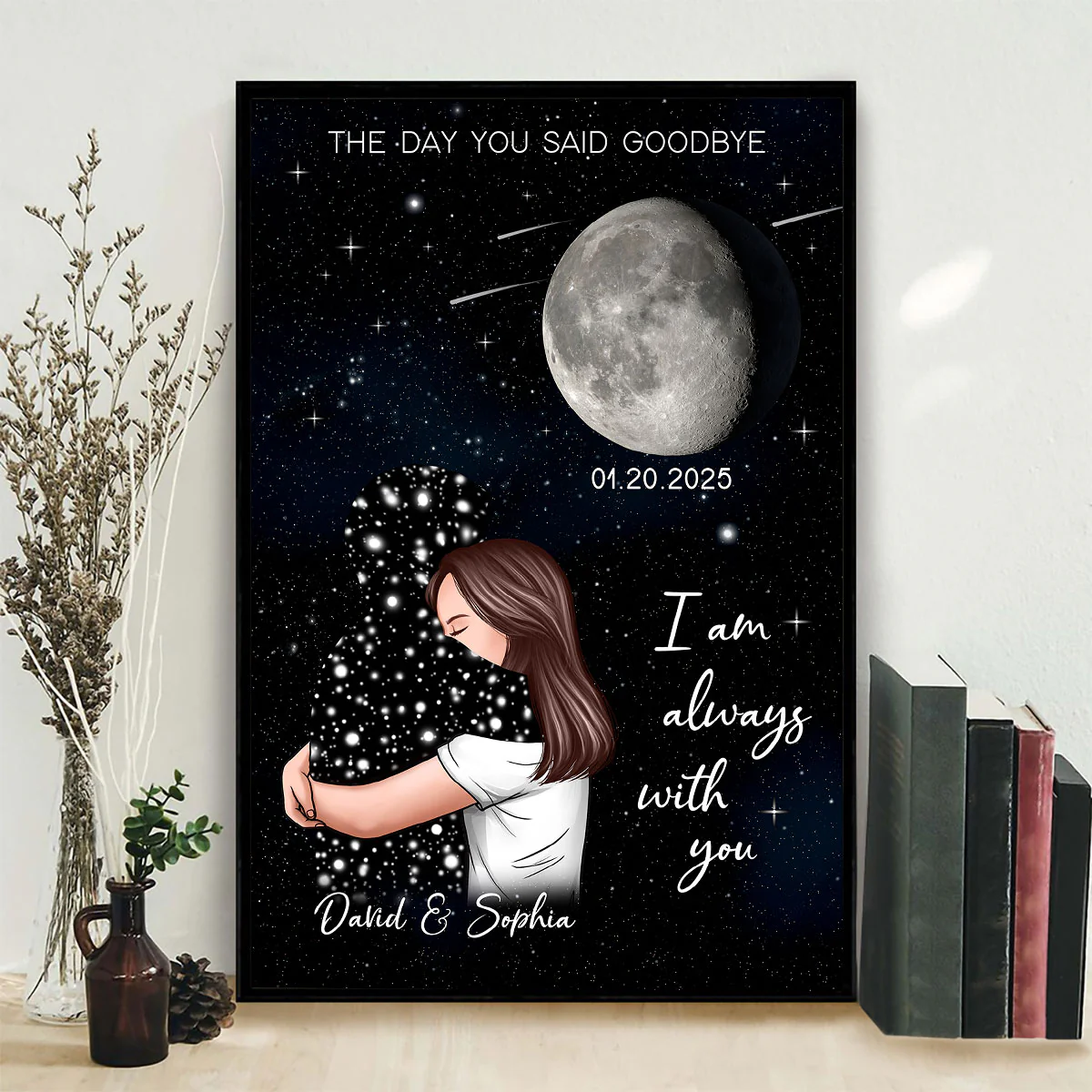 The Day You Said Goodbye Woman With Lost Loved One Memorial Moon Phase Personalized Poster - Image 3
