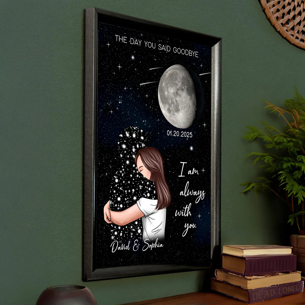 The Day You Said Goodbye Woman With Lost Loved One Memorial Moon Phase Personalized Poster - Image 5