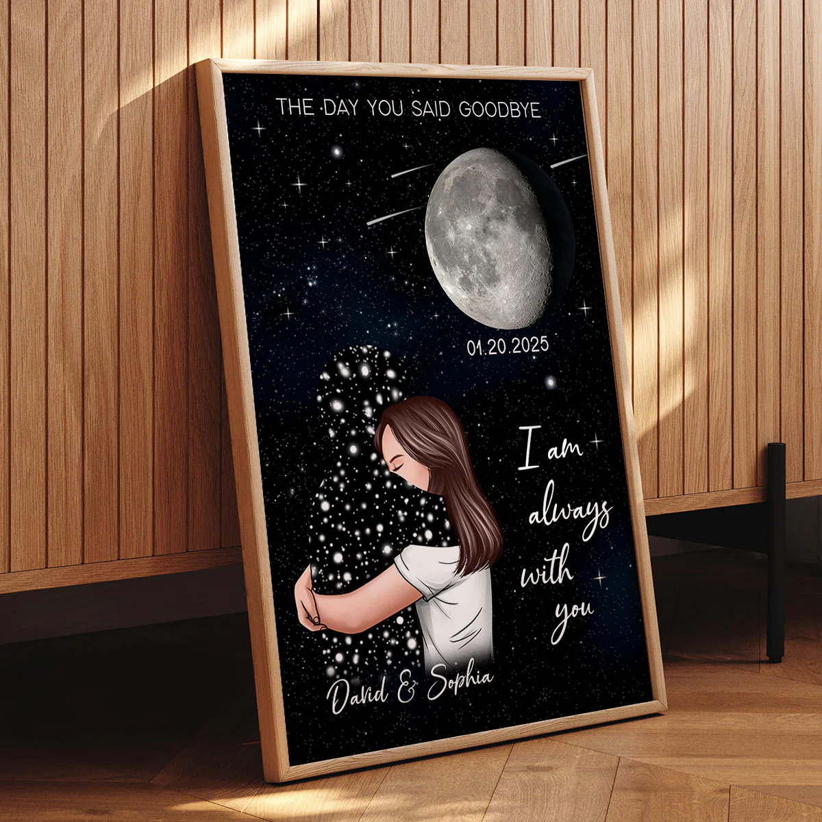 The Day You Said Goodbye Woman With Lost Loved One Memorial Moon Phase Personalized Poster - Image 6