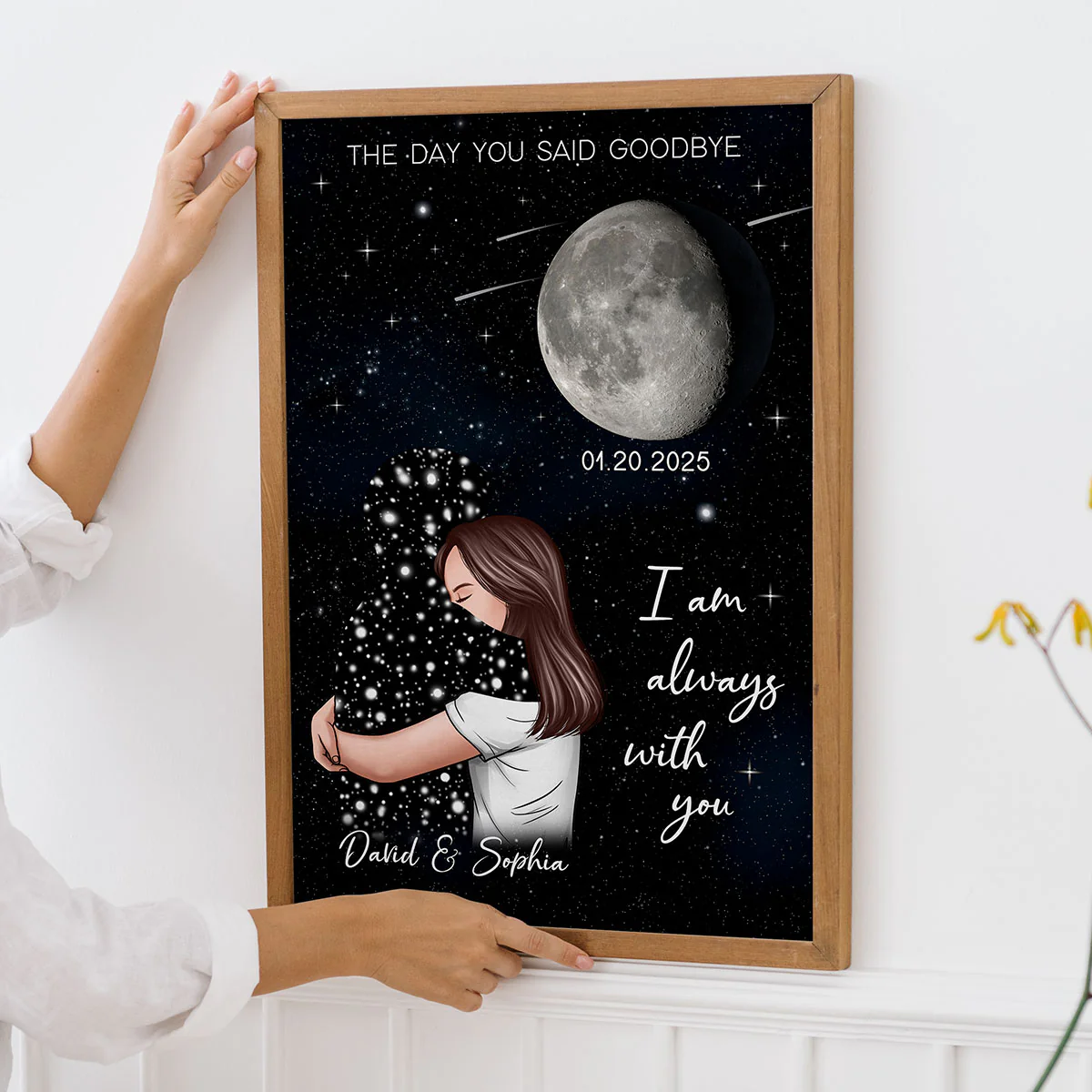 The Day You Said Goodbye Woman With Lost Loved One Memorial Moon Phase Personalized Poster - Image 7