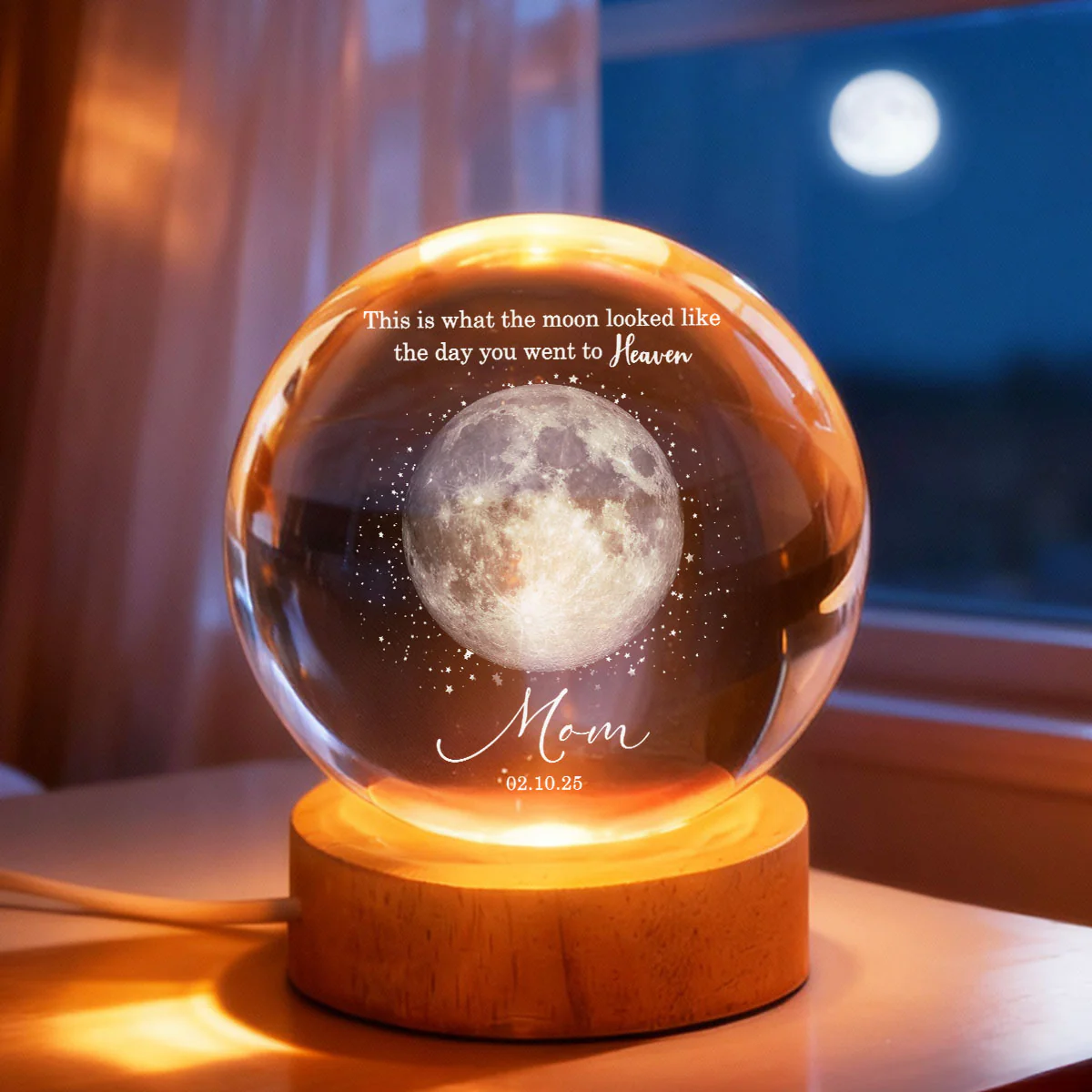 The Day You Went to Heaven Custom Moon Phase by Date - Personalized Crystal Ball LED Night Light - Heartfelt Memorial Remembrance Keepsake - Image 7