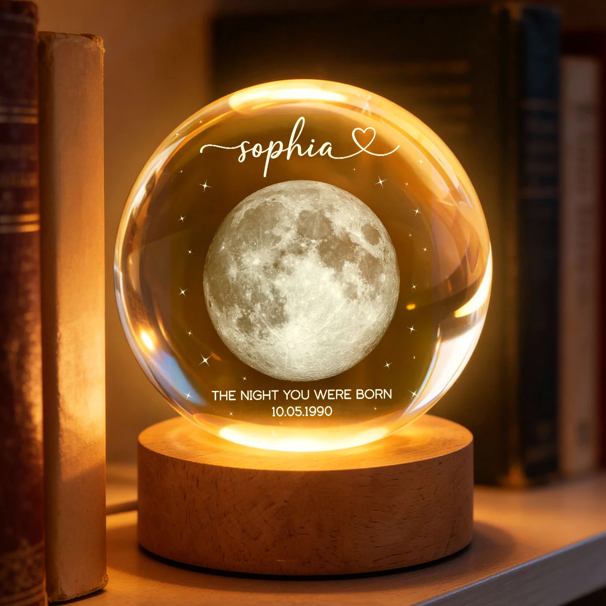 The Day You Were Born Custom Moon Phase by Date - Personalized Crystal Ball LED Night Light - Heartfelt Birthday, Just Because Gift for Loved Ones - Image 2