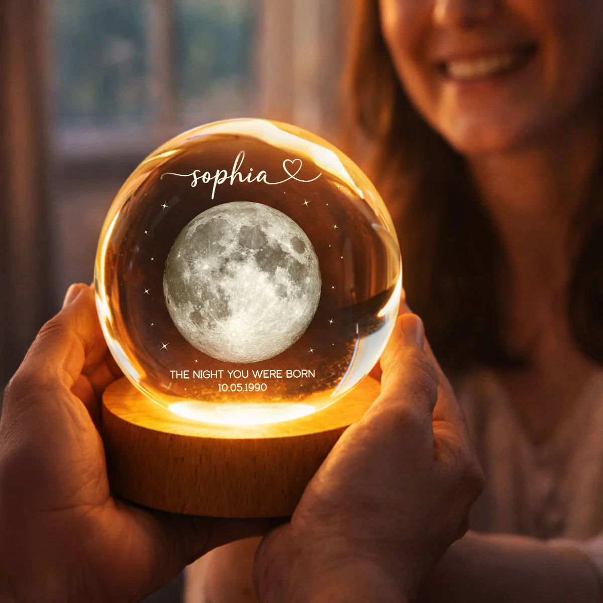 The Day You Were Born Custom Moon Phase by Date - Personalized Crystal Ball LED Night Light - Heartfelt Birthday, Just Because Gift for Loved Ones - Image 5