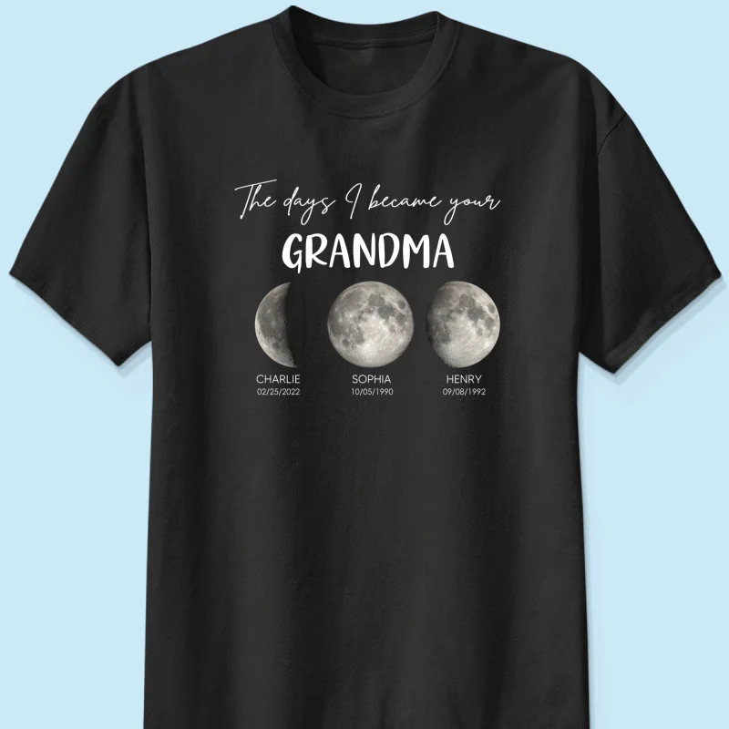 The Days I Became A Grandma Custom Grandkids Birth Moon Phase - Personalized Shirt - Mother's Day Gift For Grandma - Image 16