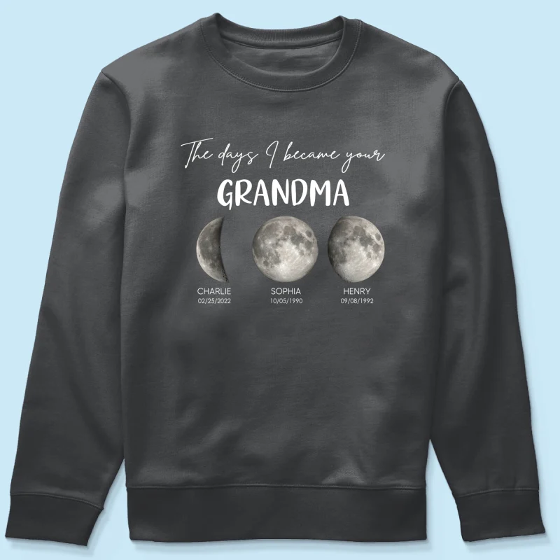 The Days I Became A Grandma Custom Grandkids Birth Moon Phase - Personalized Shirt - Mother's Day Gift For Grandma - Image 27