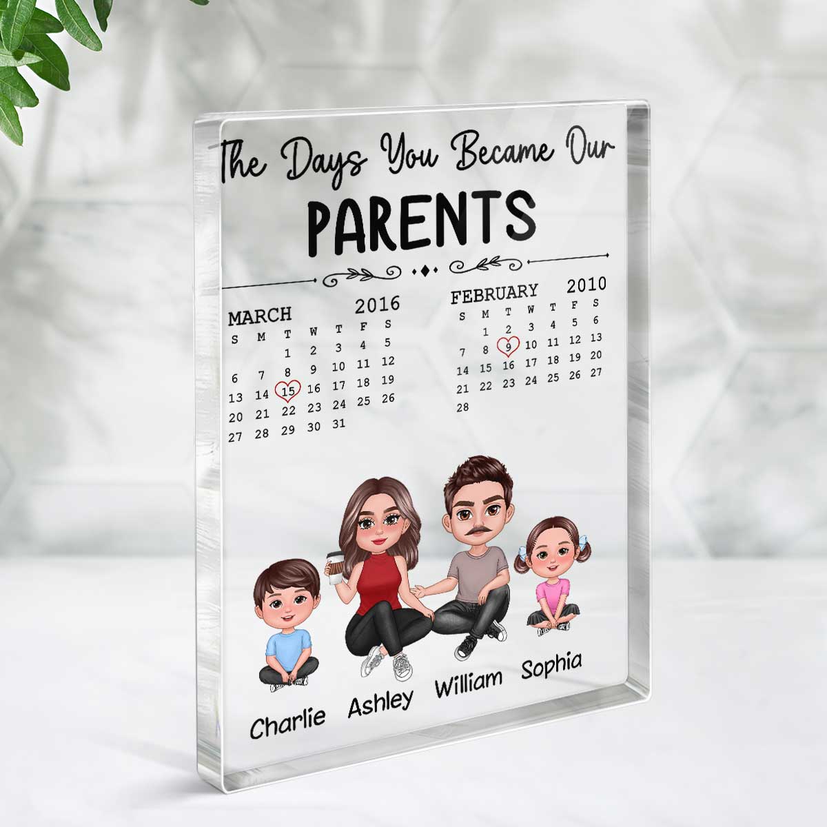 The Days You Became My Parents Pretty Doll Family Personalized Vertical Acrylic Block Plaque - Image 3