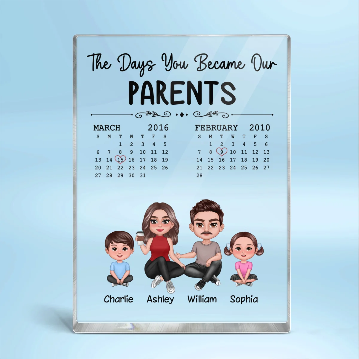 The Days You Became My Parents Pretty Doll Family Personalized Vertical Acrylic Block Plaque - Image 4