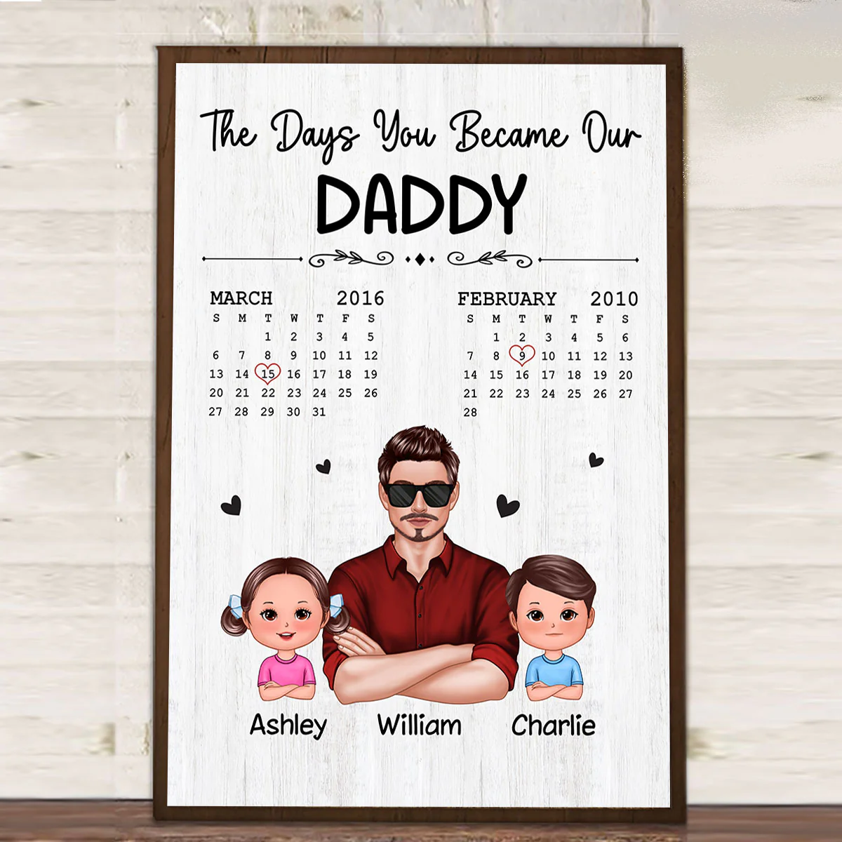 The Days You Became Our Dad Man & Doll Kids Calendar Personalized Vertical Poster - Image 3