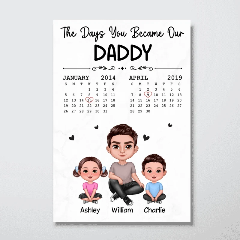 The Days You Became Our Dad Man & Doll Kids Personalized Poster, Gift For Dad - Image 10