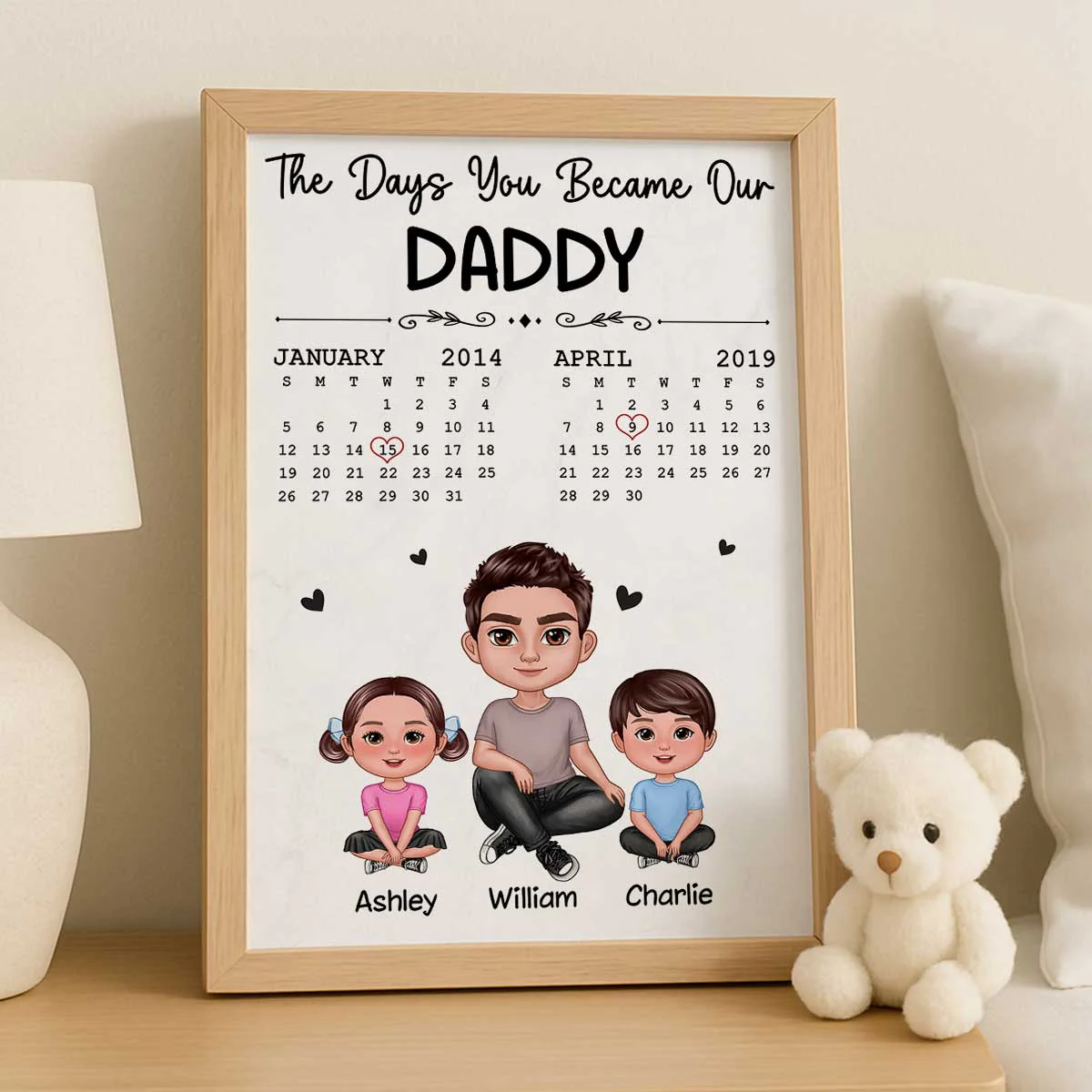 The Days You Became Our Dad Man & Doll Kids Personalized Poster, Gift For Dad - Image 4