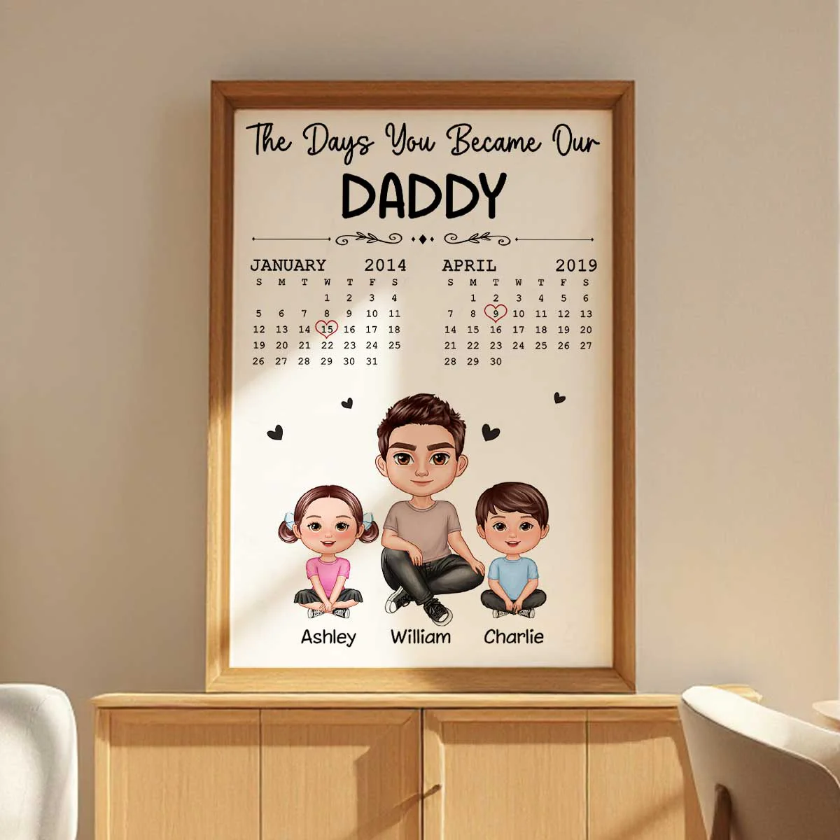 The Days You Became Our Dad Man & Doll Kids Personalized Poster, Gift For Dad - Image 5