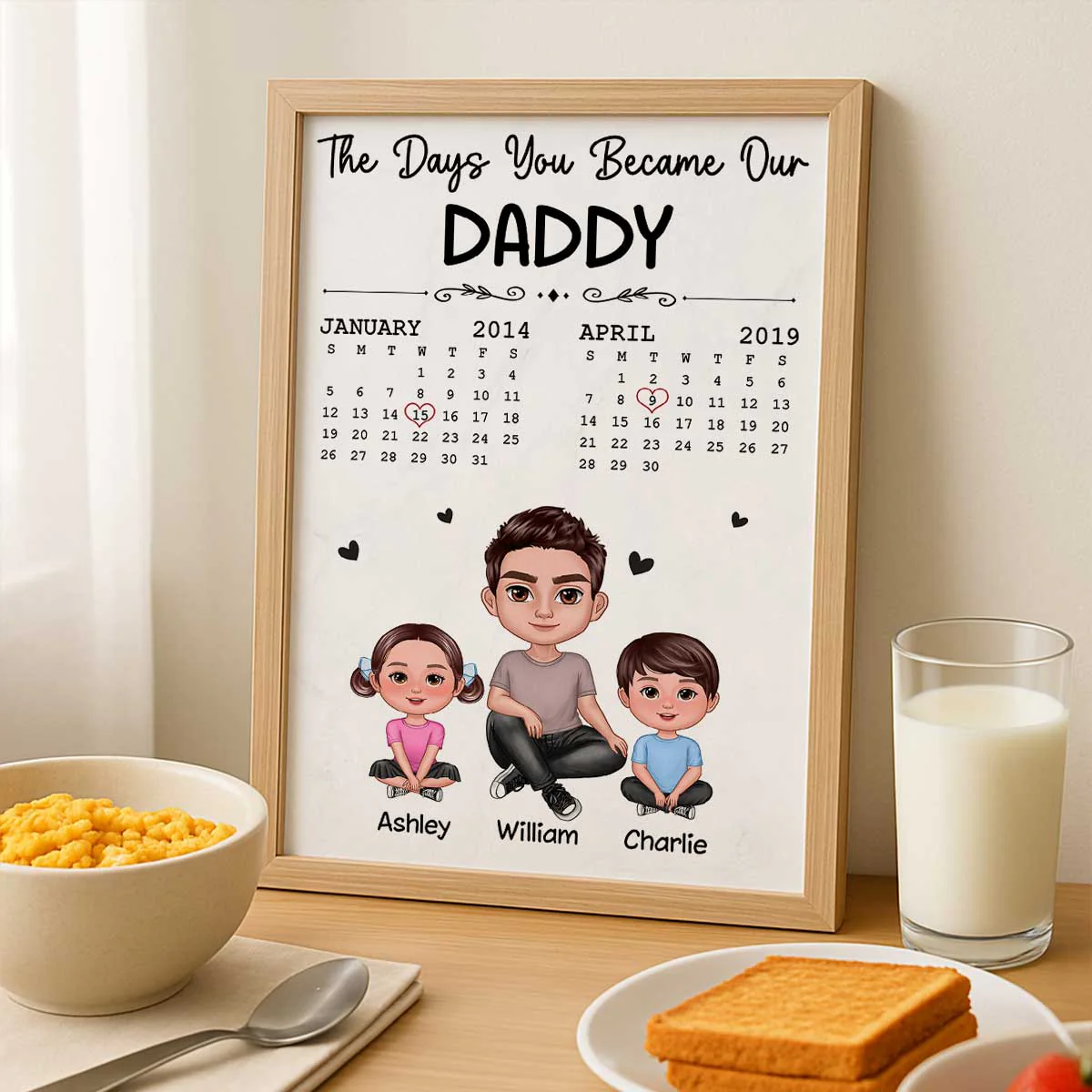 The Days You Became Our Dad Man & Doll Kids Personalized Poster, Gift For Dad - Image 6