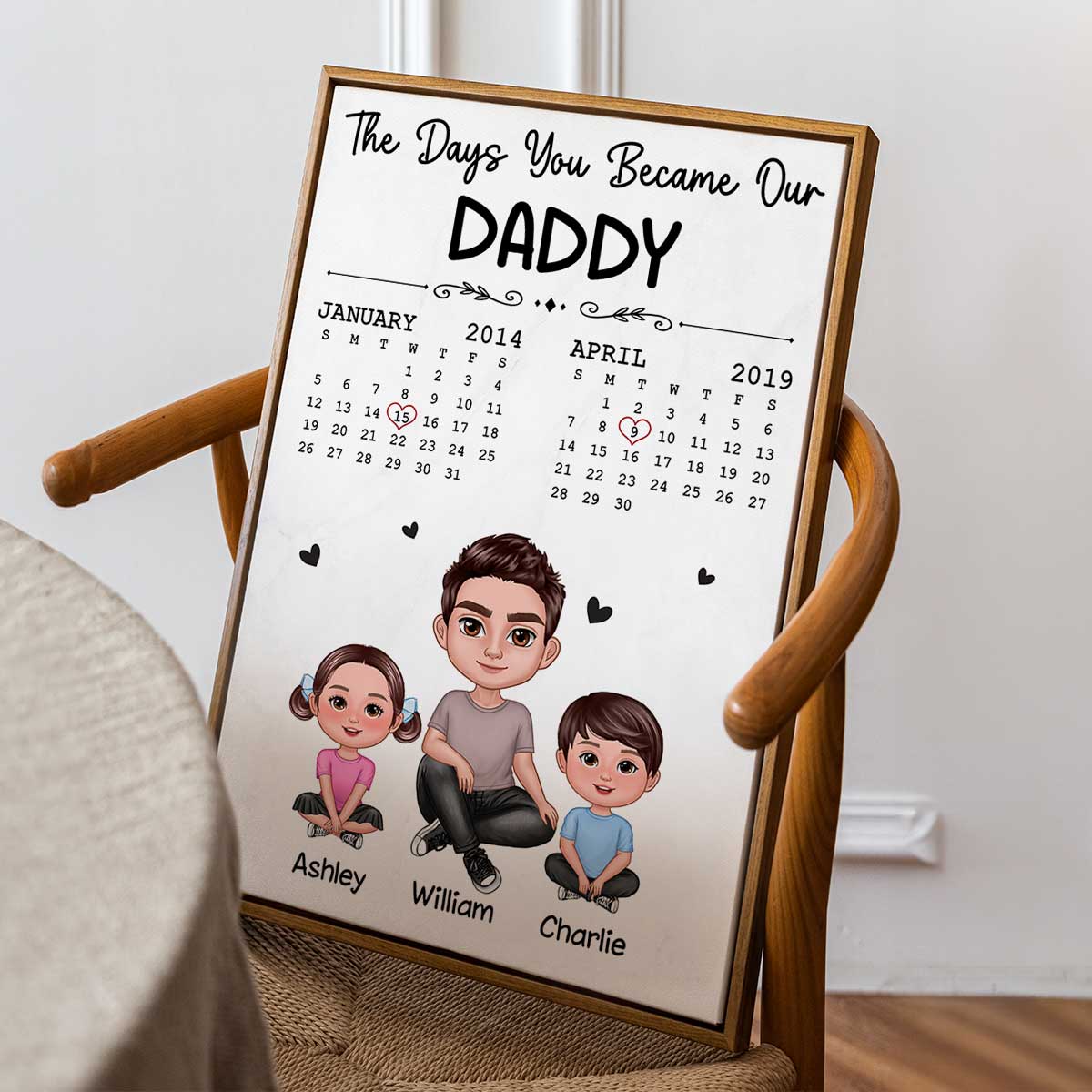 The Days You Became Our Dad Man & Doll Kids Personalized Poster, Gift For Dad - Image 7