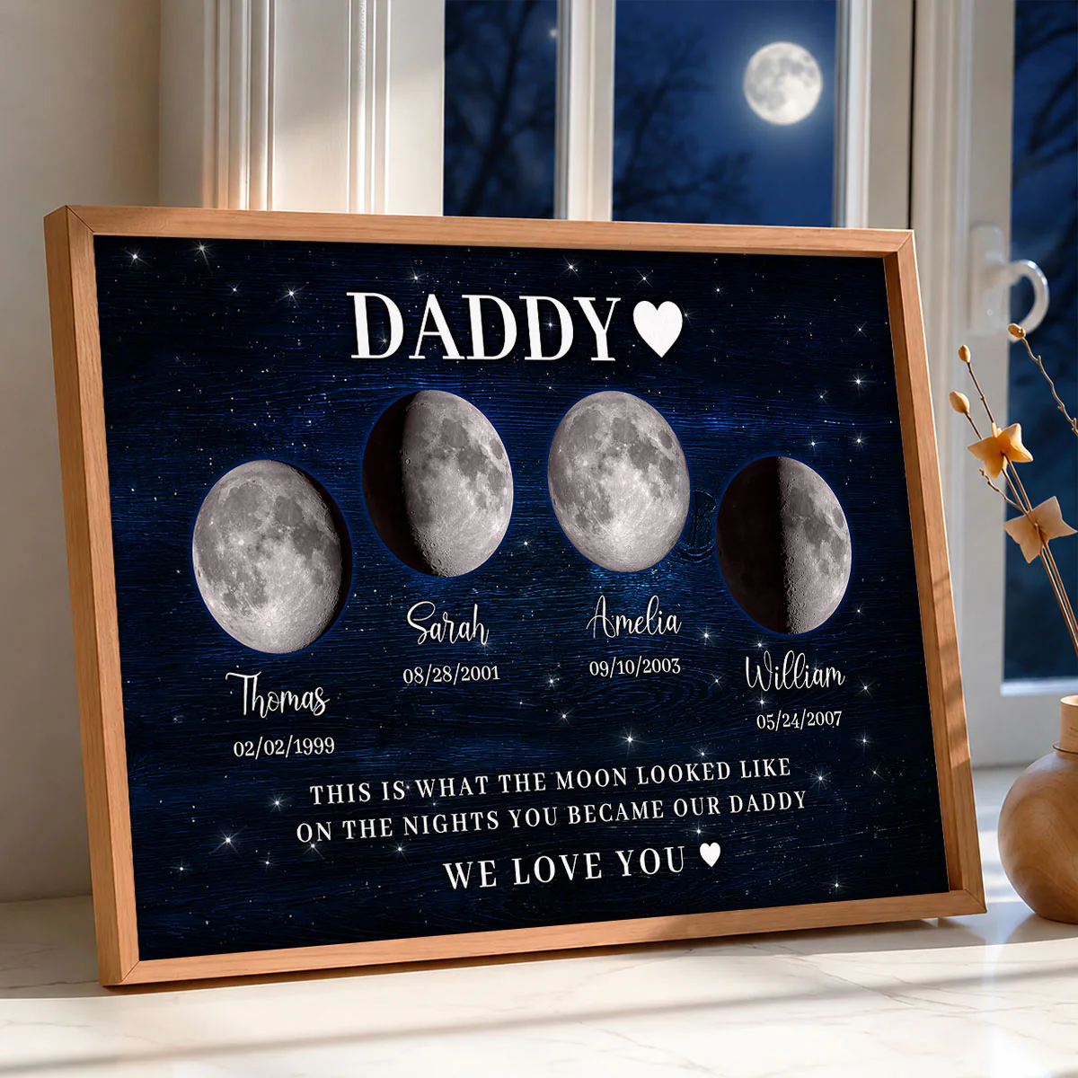 The Days You Became Our Daddy, Custom Moon Phase by Date - Personalized Poster - Father's Day Gift for Dad, Husband - Image 7