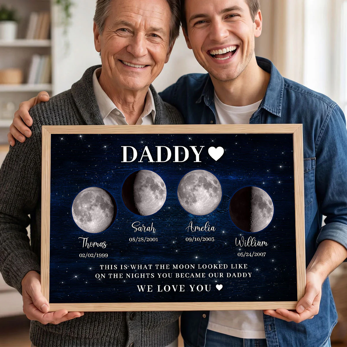 The Days You Became Our Daddy, Custom Moon Phase by Date - Personalized Poster - Father's Day Gift for Dad, Husband - Image 8