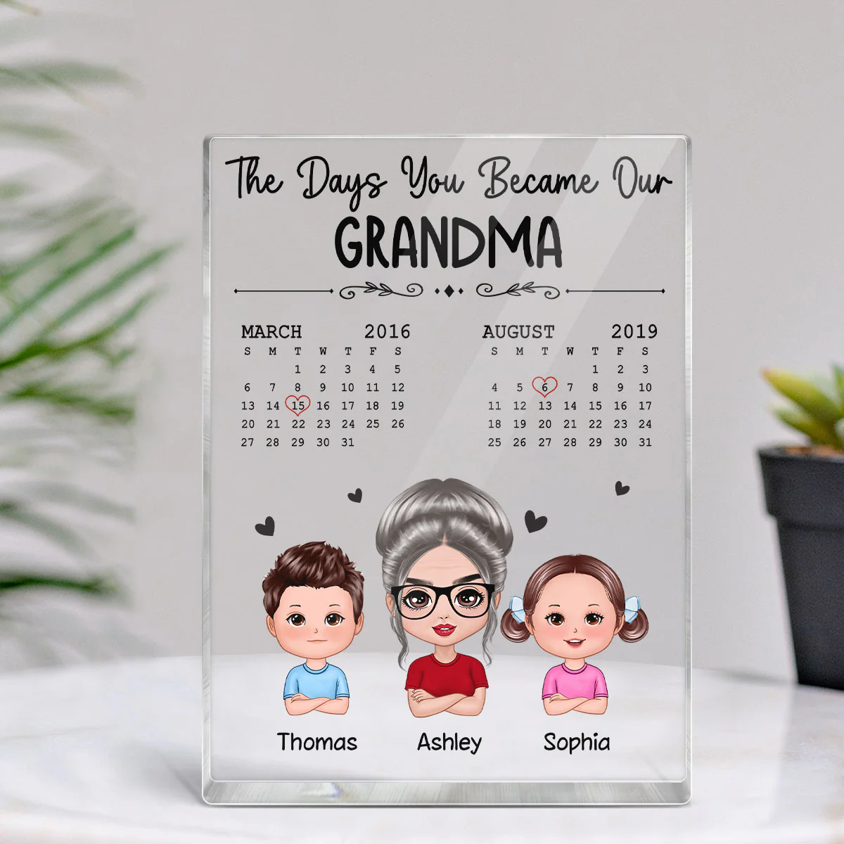 The Days You Became Our Grandma Woman & Doll Kids Personalized Vertical Rectangle Acrylic Block Plaque