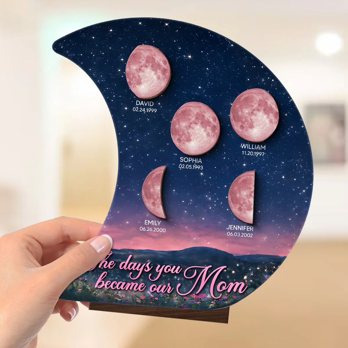 The Days You Became Our Mom Custom Moon Phase - Personalized 2-Layered Wooden Plaque - Heartfelt Gift For Mom, Grandma - Image 6