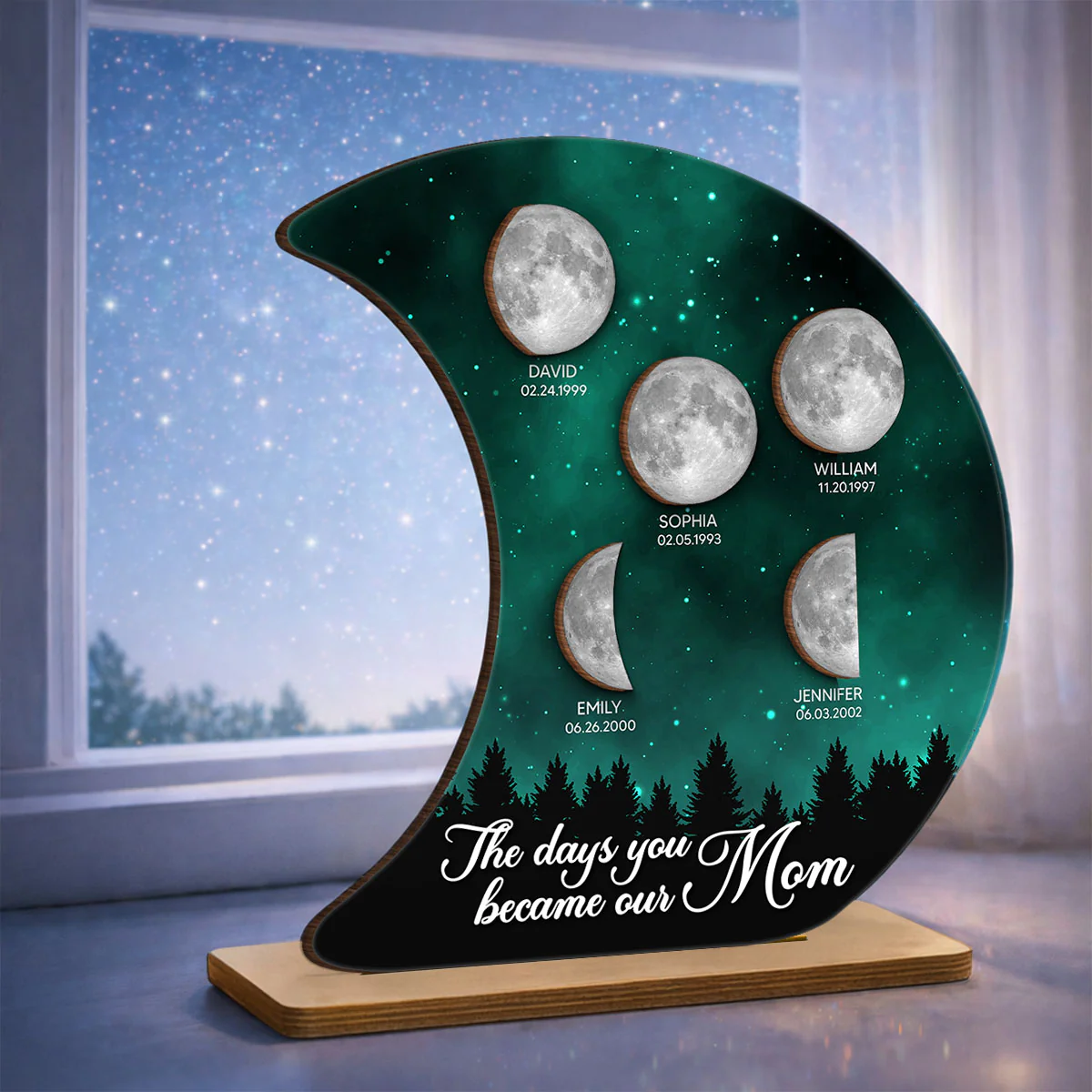 The Days You Became Our Mom Galaxy Night - Personalized 2-Layered Wooden Plaque - Heartfelt Gift For Mom, Grandma - Image 2
