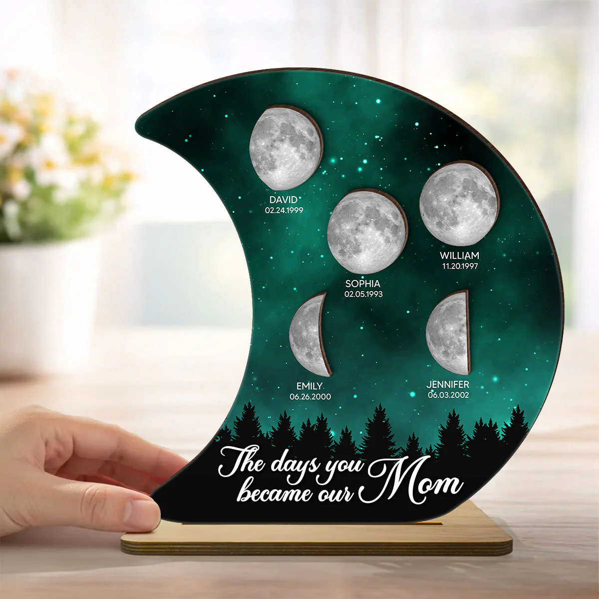 The Days You Became Our Mom Galaxy Night - Personalized 2-Layered Wooden Plaque - Heartfelt Gift For Mom, Grandma - Image 4
