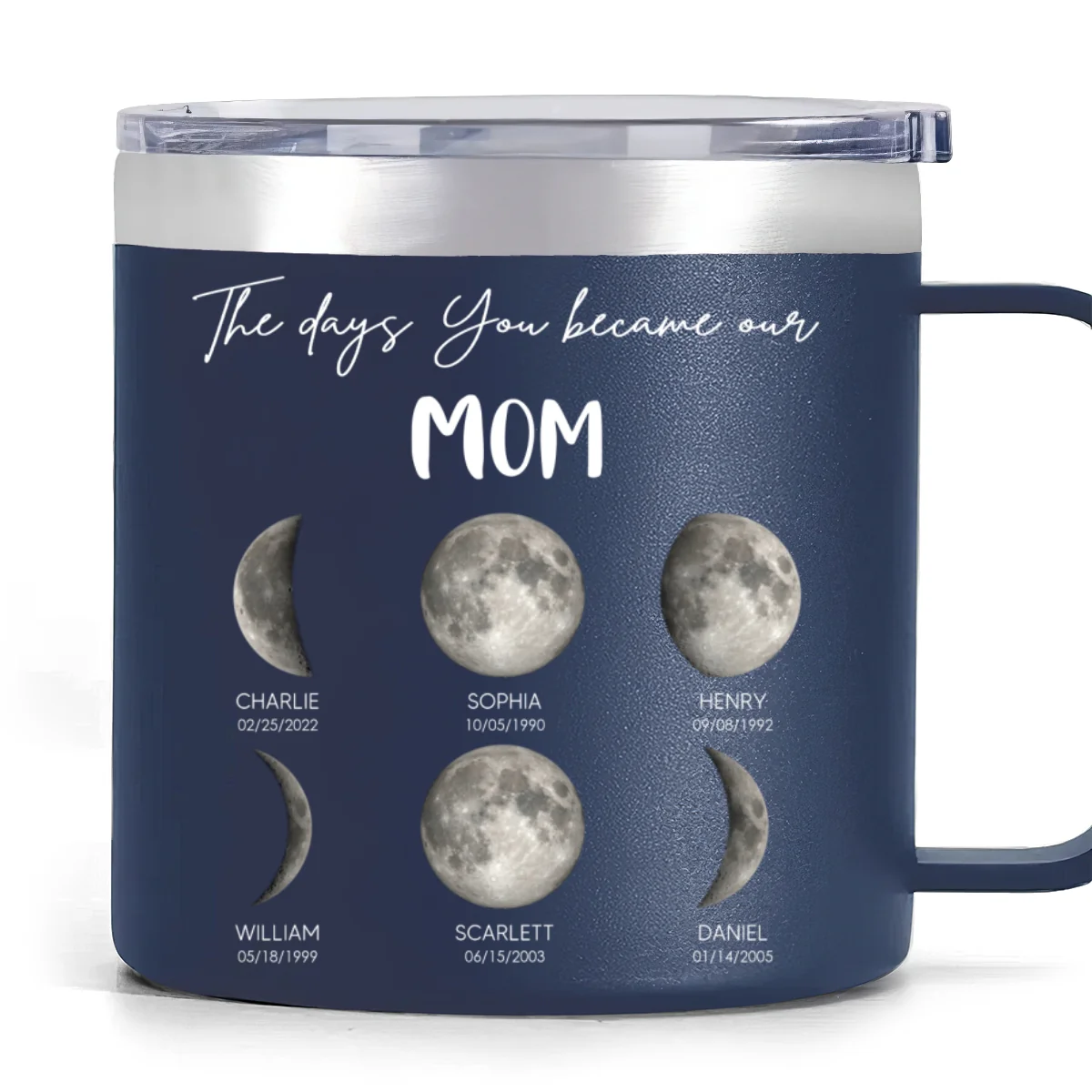 The Days You Became Our Mom Grandma Custom Birth Moon Phase - Personalized Tumbler With Handle - Mother's Day Gift For Mom, Grandma - Image 13