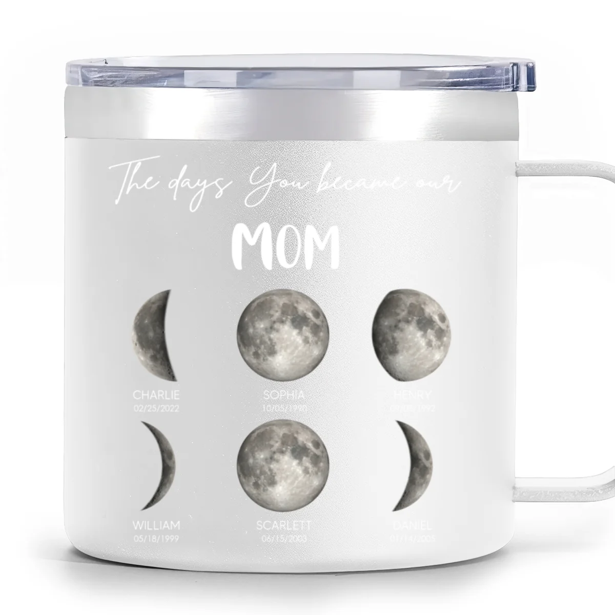 The Days You Became Our Mom Grandma Custom Birth Moon Phase - Personalized Tumbler With Handle - Mother's Day Gift For Mom, Grandma - Image 15