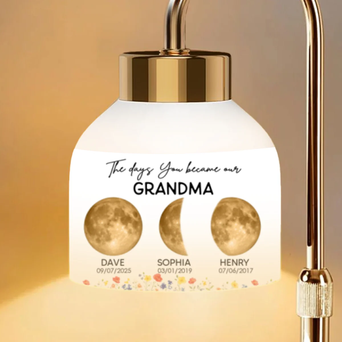 The Days You Became Our Mom Grandma Custom Golden Moon Phase By Date - Personalized Candle Warmer Lamp - Image 12