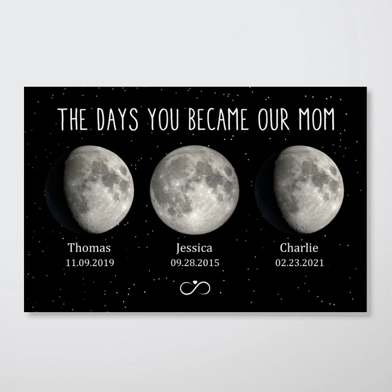 The Days You Became Our Mom Grandma Moon Phase Art Personalized Poster | A Heartfelt Gift for Mom’s Birthday, Mother’s Day, or Just Because - Image 11