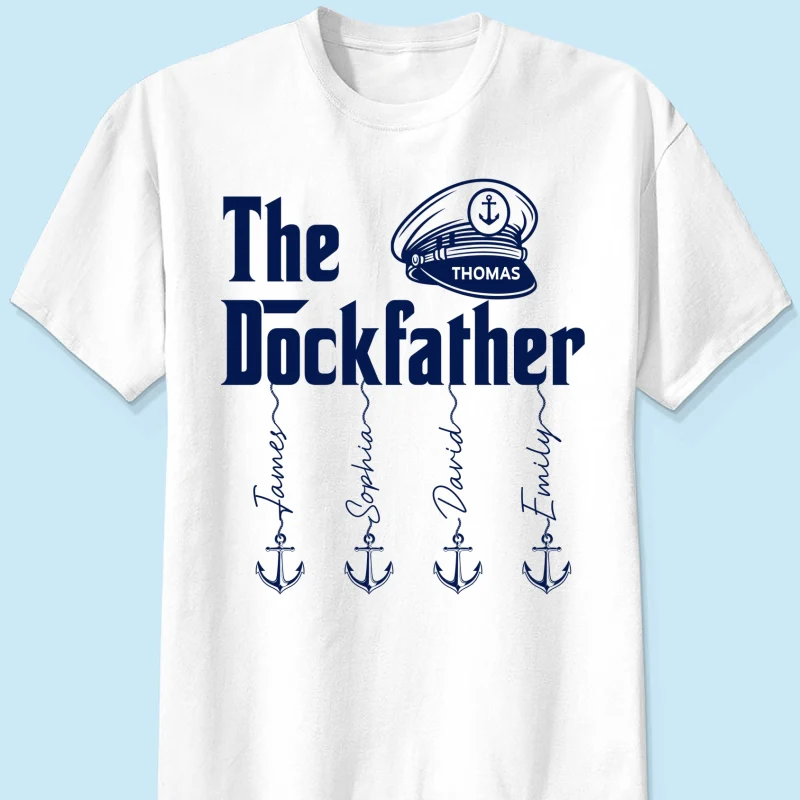 The Dockfather Boat Captain Custom Kids Names - Personalized Shirt - Lake Life Father's Day Gift For Husband, Dad - Image 12