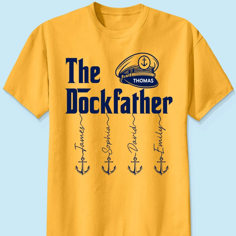The Dockfather Boat Captain Custom Kids Names - Personalized Shirt - Lake Life Father's Day Gift For Husband, Dad - Image 16