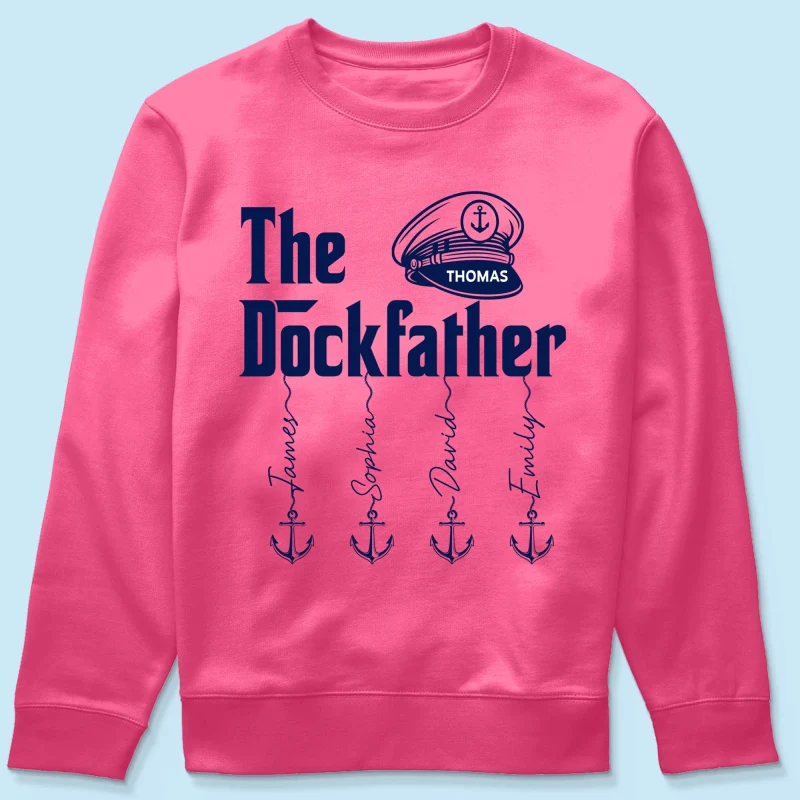 The Dockfather Boat Captain Custom Kids Names - Personalized Shirt - Lake Life Father's Day Gift For Husband, Dad - Image 27