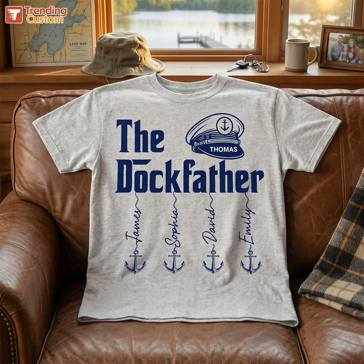 The Dockfather Boat Captain Custom Kids Names - Personalized Shirt - Lake Life Father's Day Gift For Husband, Dad - Image 7