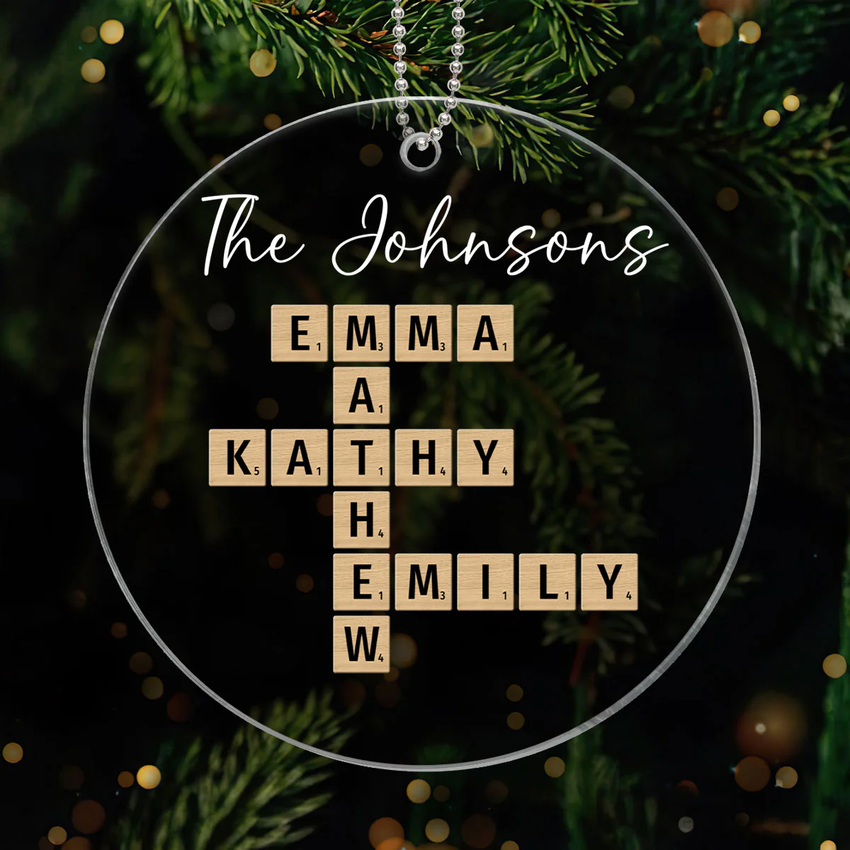 Family Crossword Puzzle Art - Personalized Acrylic Ornament