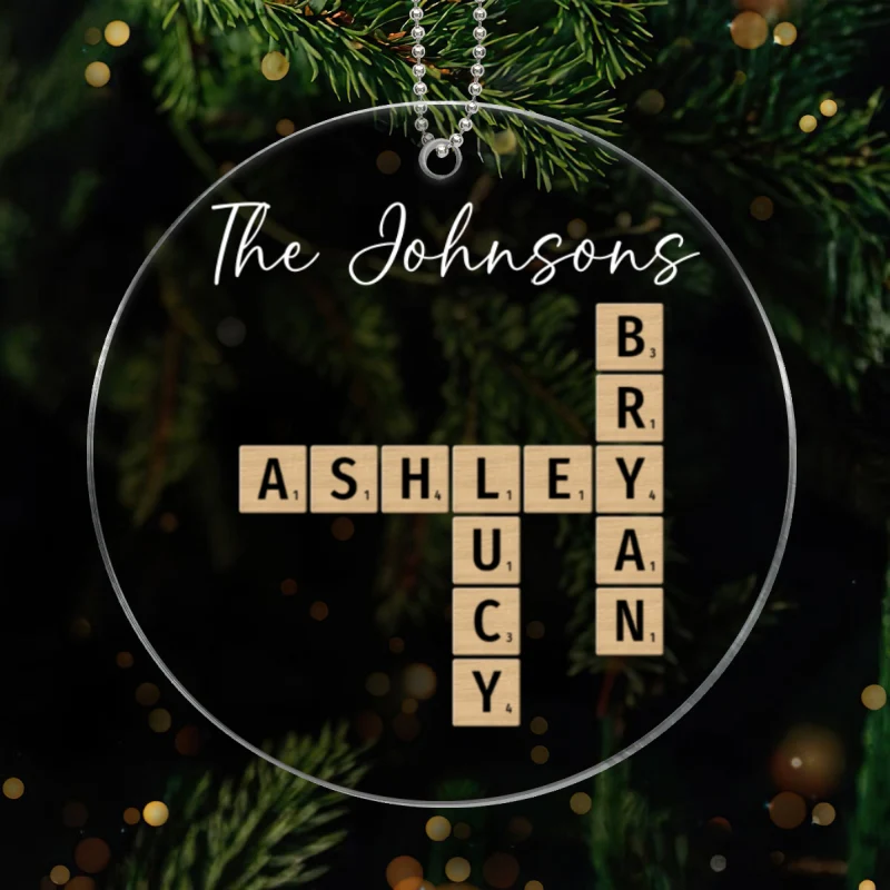 Family Crossword Puzzle Art - Personalized Acrylic Ornament - Image 10
