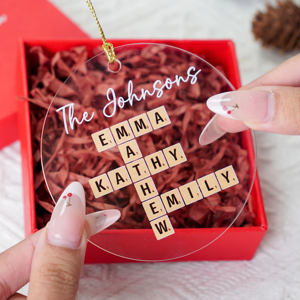 Family Crossword Puzzle Art - Personalized Acrylic Ornament - Image 5