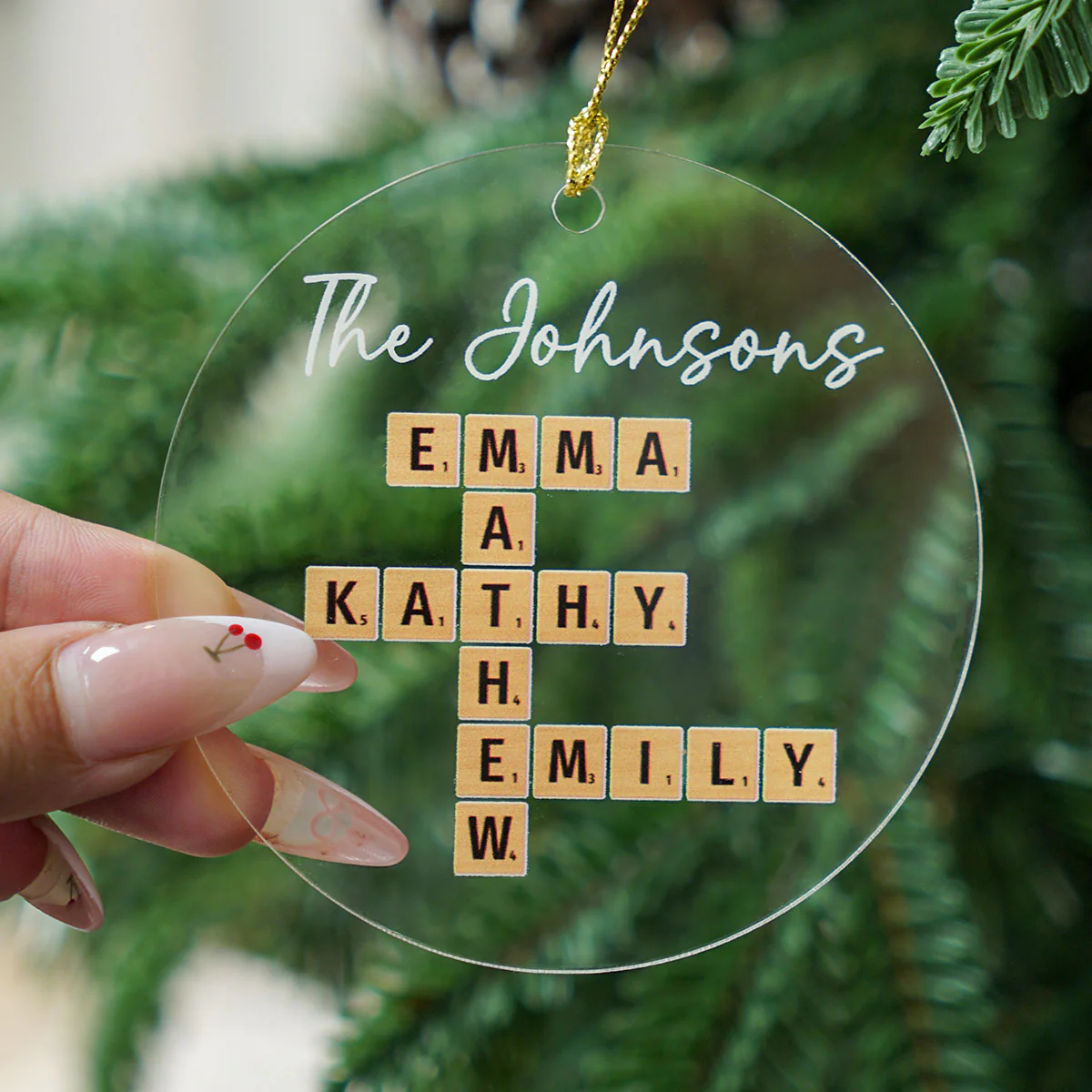 Family Crossword Puzzle Art - Personalized Acrylic Ornament - Image 6