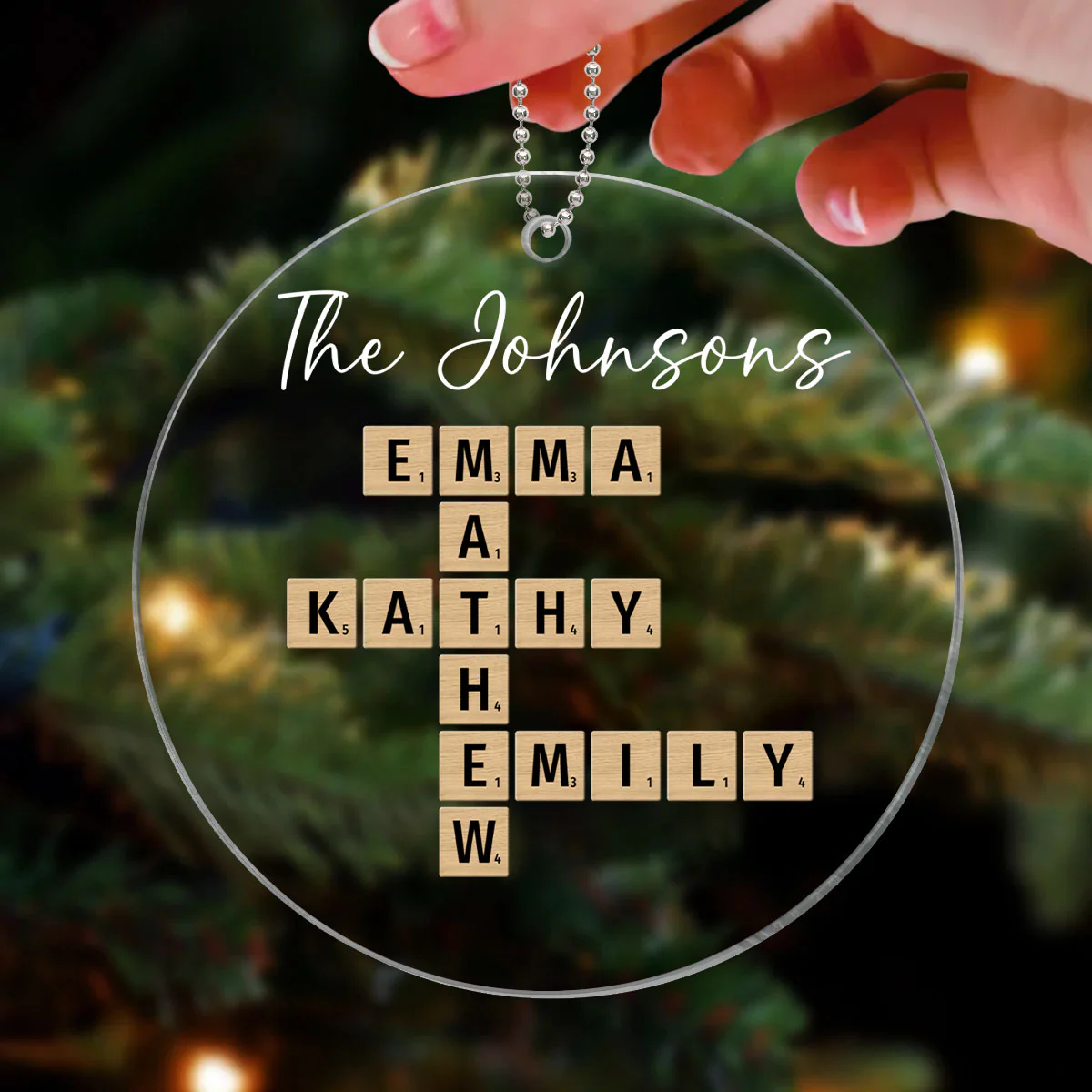 Family Crossword Puzzle Art - Personalized Acrylic Ornament - Image 8