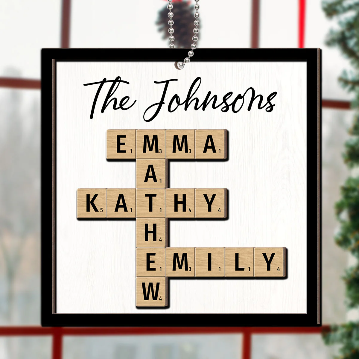 The Family Puzzle Crossword Art Christmas Decor Personalized 2-Layer Wooden Ornament - Image 3