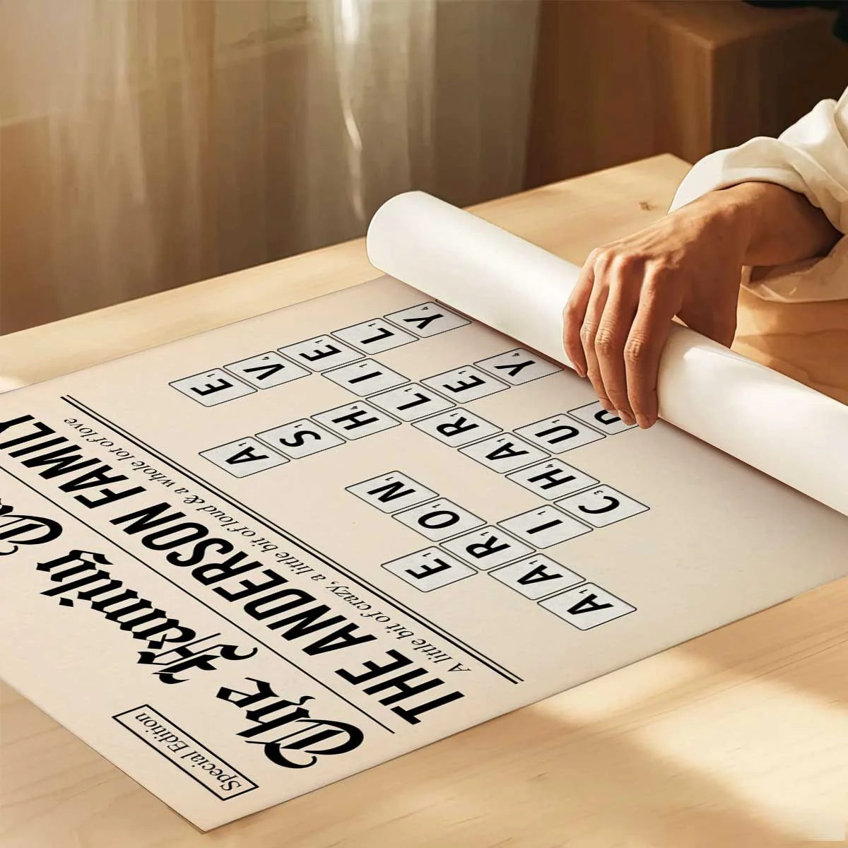 The Family Times Crossword Puzzle Newspaper Style - Personalized Poster - Home Decor Keepsake Gift For Family - Image 3