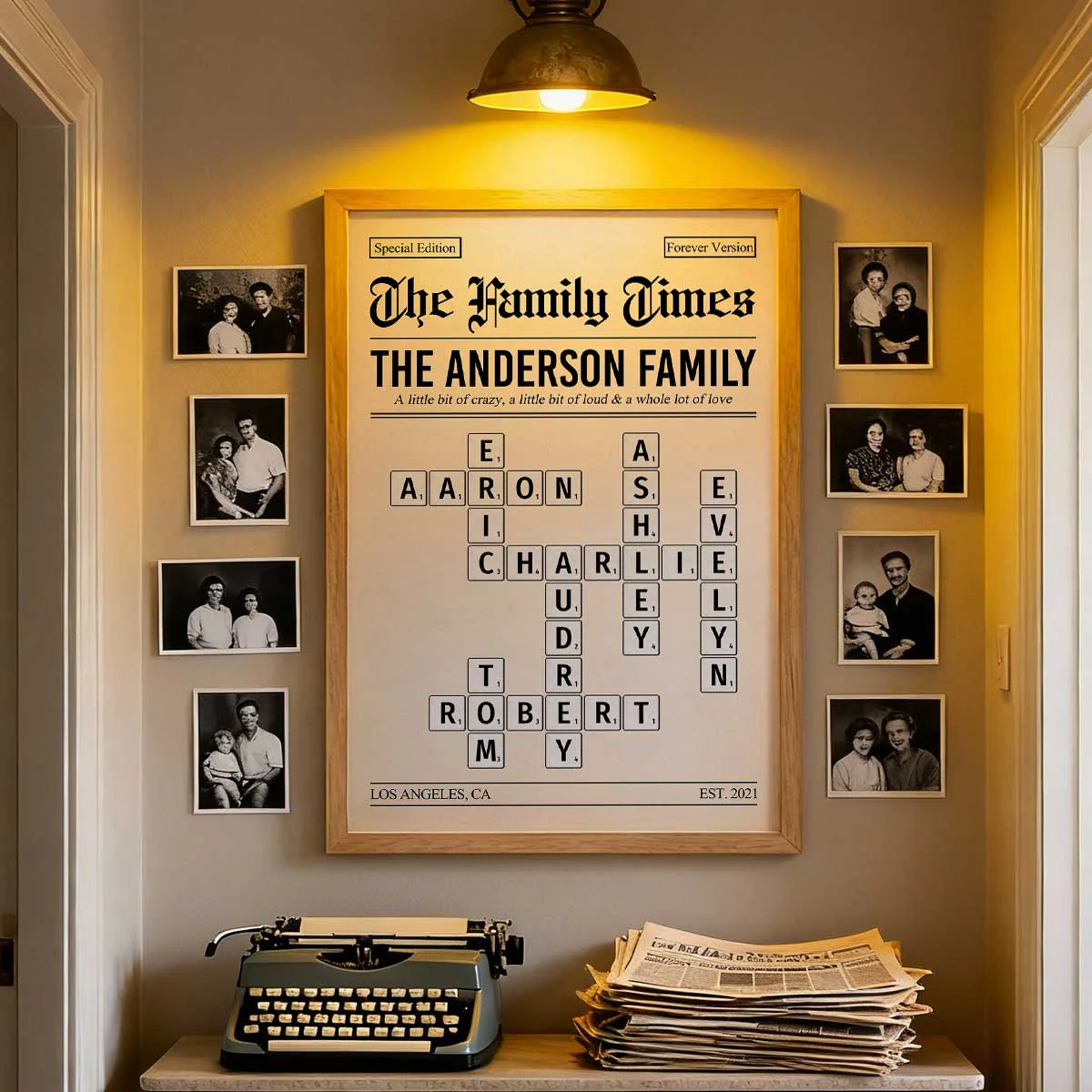 The Family Times Crossword Puzzle Newspaper Style - Personalized Poster - Home Decor Keepsake Gift For Family - Image 6